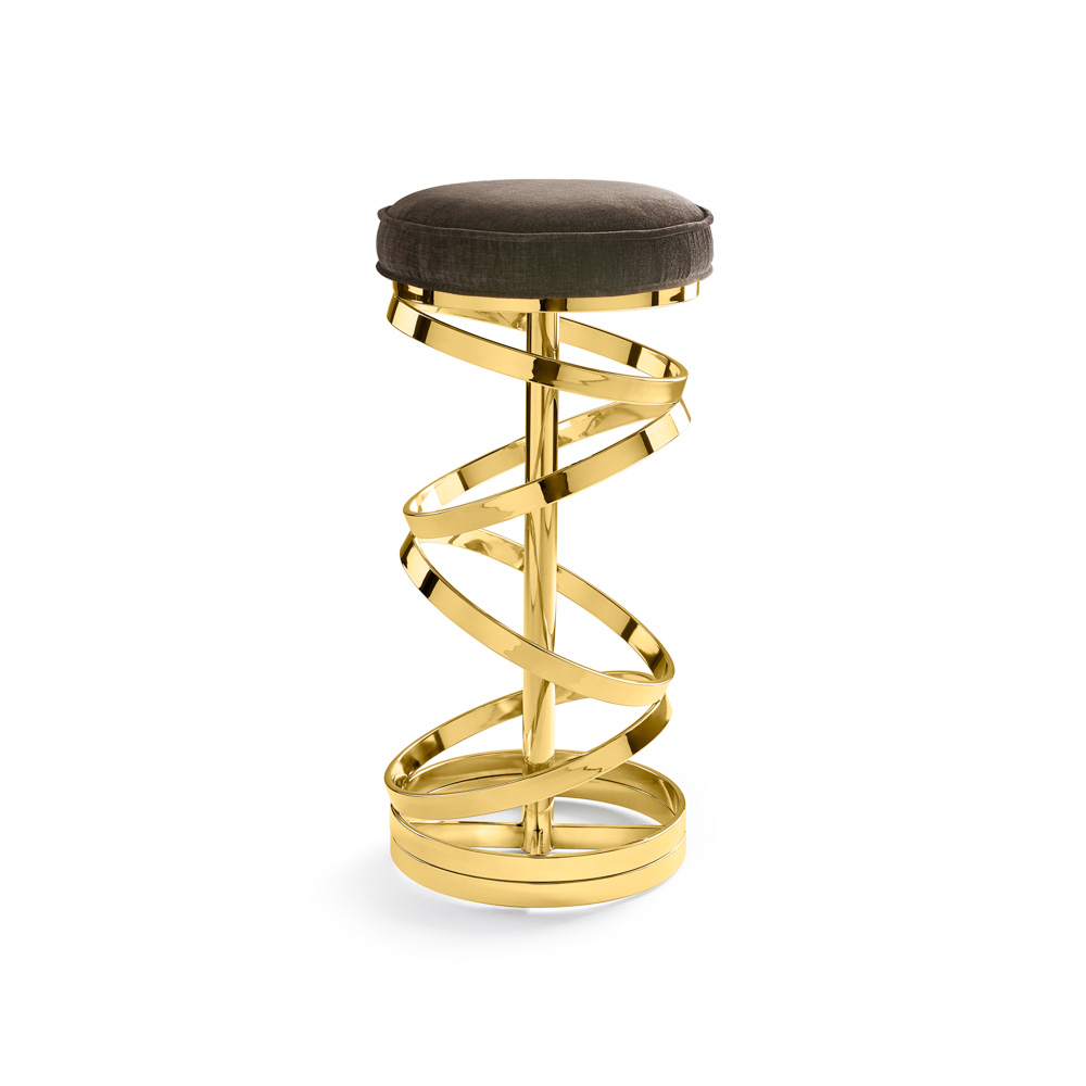 Glam bar stool: Java-chocolate Polished gold frame
